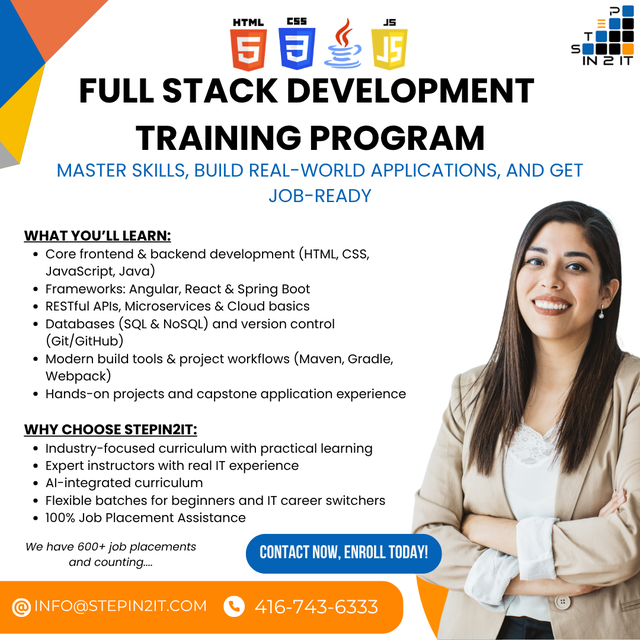 Full Stack Development Training by STEPIN2IT, North York ON