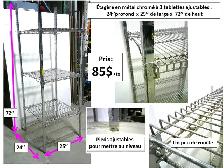 Étagère grillagé en métal 3tablettes ajustables et autre