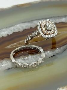 Double Halo Cusion Cut & Milgrain Marq Band