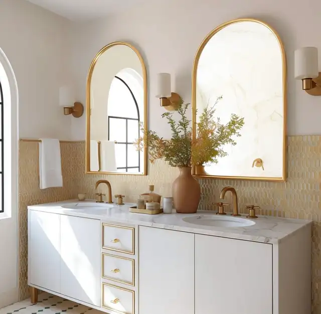 Set of 2 Metal Arch Wall Mirrors