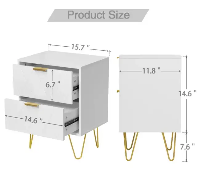 Modern 2-Drawer Nightstand - Photo 3