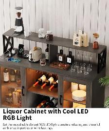 Modern Bar Cabinet with LED Lights & Charging Station - Photo 2