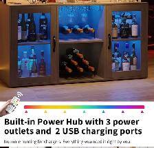 Modern Bar Cabinet with LED Lights & Charging Station - Photo 3