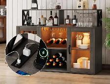 Modern Bar Cabinet with LED Lights & Charging Station - Photo 4