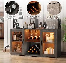 Modern Bar Cabinet with LED Lights & Charging Station - Photo 5