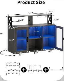 Modern Bar Cabinet with LED Lights & Charging Station - Photo 7