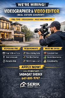 WE'RE HIRING: VIDEOGRAPHER & VIDEO EDITOR (REAL ESTATE CONTEN