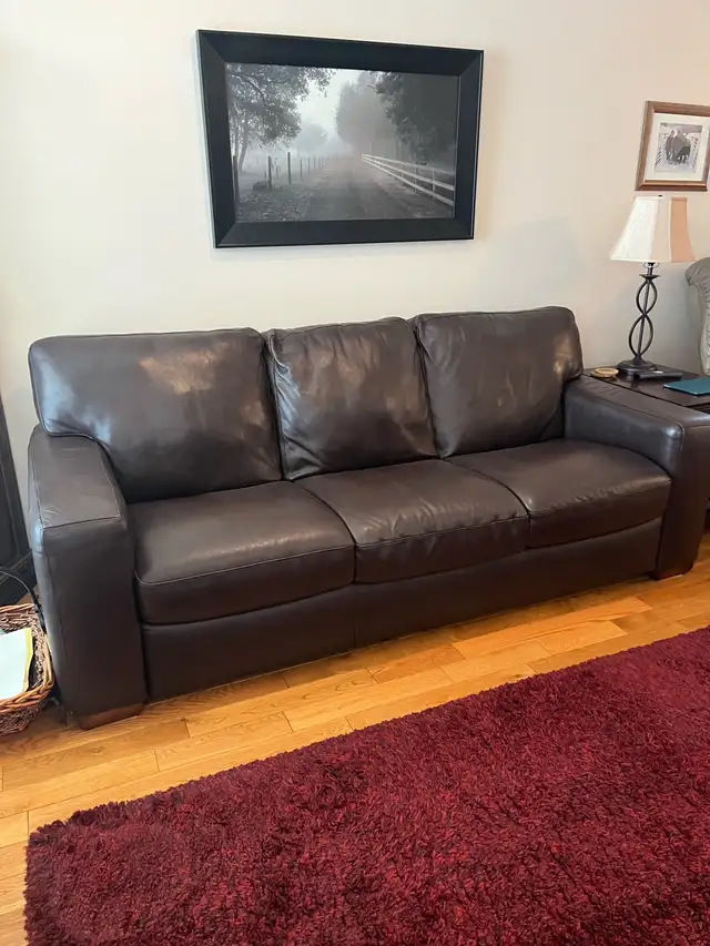 Natuzzi Italian Leather Couch, chair and ottoman - Photo 2