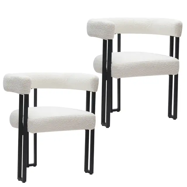 Scarlet Dining/Lounge Chair, Set of 2 in Ivory Fabric and Black