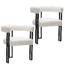 Scarlet Dining/Lounge Chair, Set of 2 in Ivory Fabric and Black