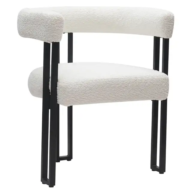 Scarlet Dining/Lounge Chair, Set of 2 in Ivory Fabric and Black - Photo 9