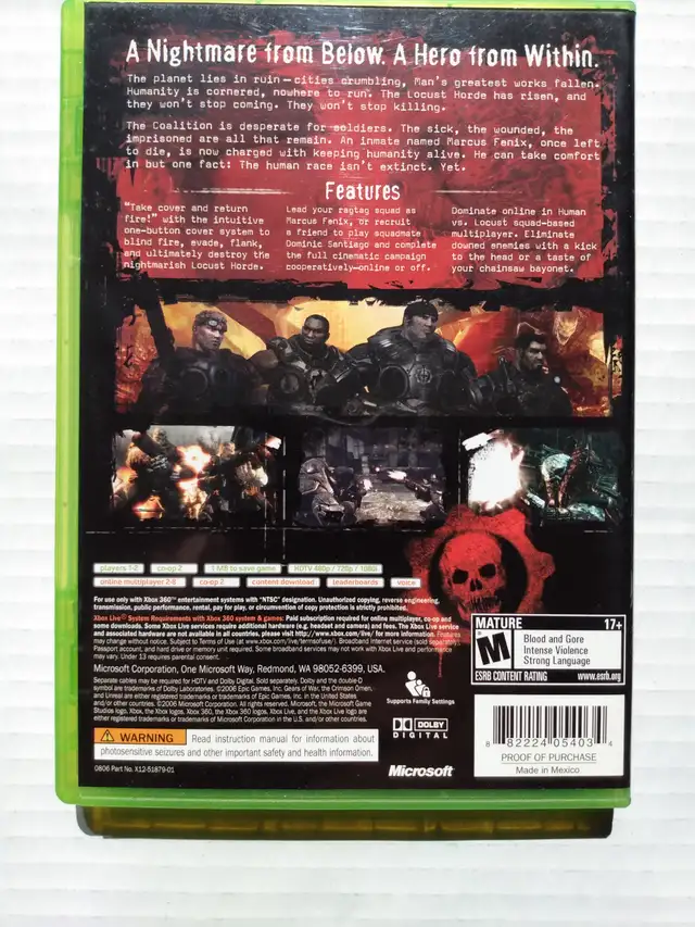 GEARS OF WAR XBOX 360 GAME INCLUDES INSTRUCTIONS MINT CONDITION - Photo 2