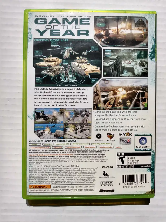 TOM CLANCY’S GHOST RECON 2 ADVANCED WARFIGHTER XBOX 360 GAME - Photo 2