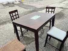 Free delivery used Dark Wood Dining Table Set with 4 Chairs