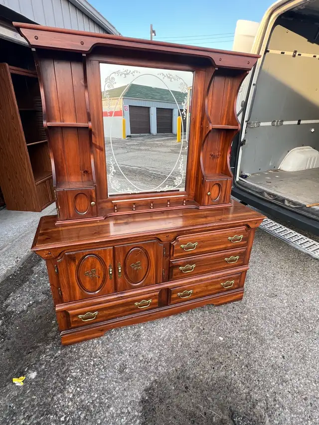 Free delivery used Vintage Wooden Dresser with Mirror