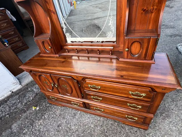 Free delivery used Vintage Wooden Dresser with Mirror - Photo 5