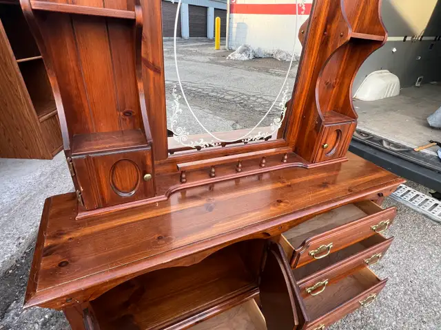 Free delivery used Vintage Wooden Dresser with Mirror - Photo 9