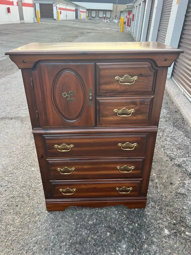 Free delivery used Dark Wood Dresser with Cabinet and Drawers