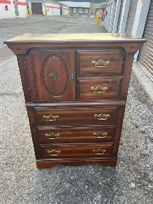 Free delivery used Dark Wood Dresser with Cabinet and Drawers