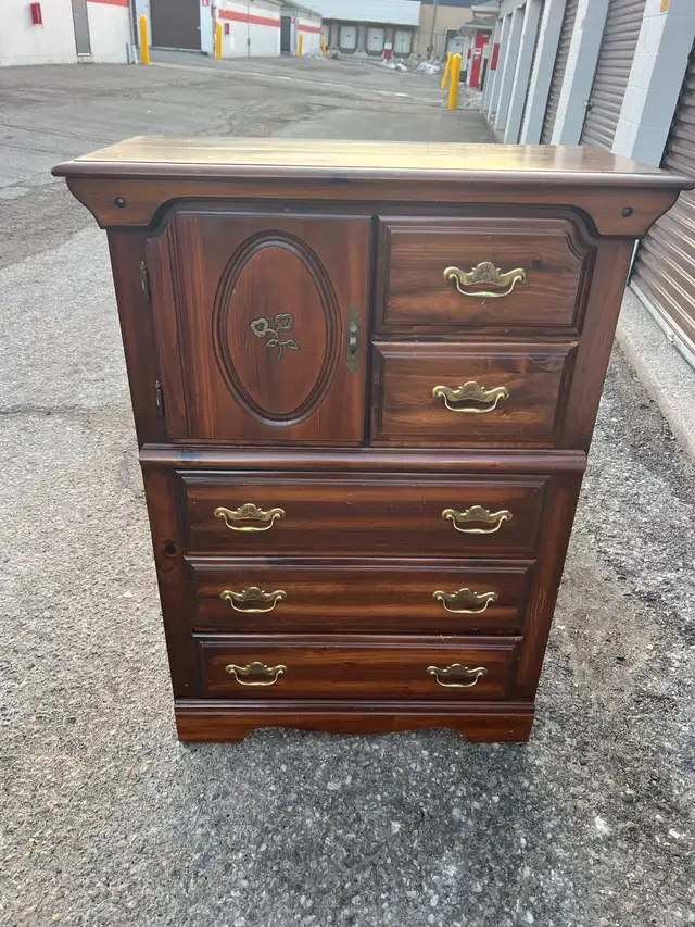 Free delivery used Dark Wood Dresser with Cabinet and Drawers - Photo 3