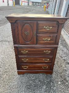 Free delivery used Dark Wood Dresser with Cabinet and Drawers - Photo 3