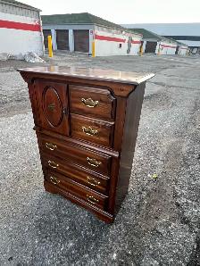 Free delivery used Dark Wood Dresser with Cabinet and Drawers - Photo 4