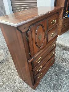 Free delivery used Dark Wood Dresser with Cabinet and Drawers - Photo 9