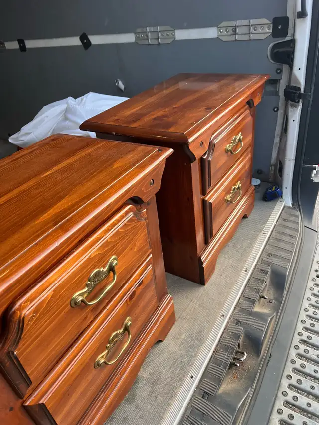 Free delivery used Pair of Wooden Nightstands - Photo 2