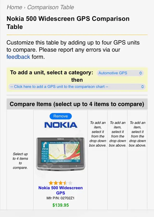 NOKIA 500 GPS tough screen/voice control/Blue tooth, $3