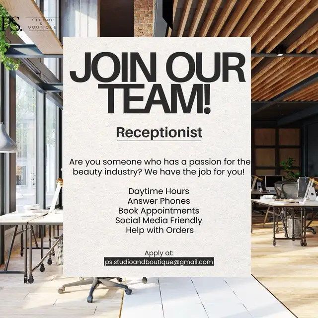 Receptionist Postition Available