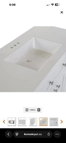 48.5' Cultured Marble Countertop/ Rectangular Sink