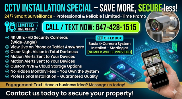 24/7 CCTV SMART SURVEILLANCE – CALL 647-428-1515 – SAVE MORE