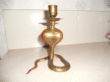 VINTAGE SOLID BRASS COBRA CANDLESTICK