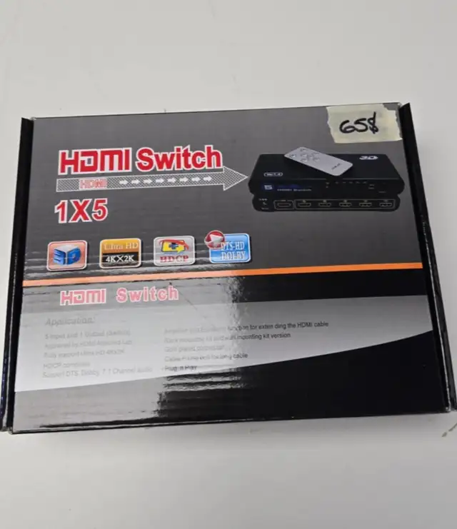 Switch HDMI 5 Ports 4K UHD 1x5 avec Télécommande – NEUF