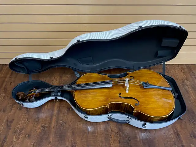 Carbon Fiber Cello Case 4/4 Full Size White 7.9 lb Wheels - Photo 8