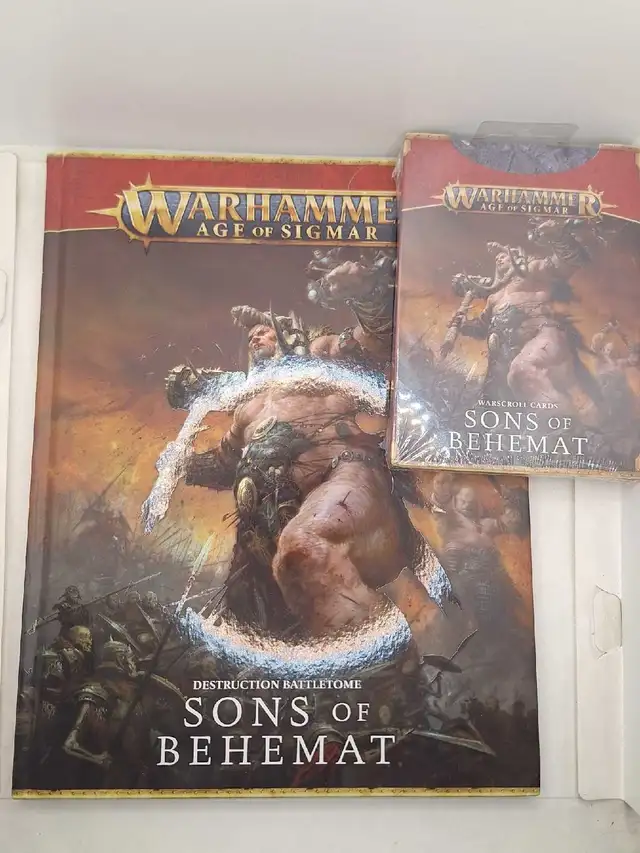 Warhammer AoS older edition Sons of Behemat battletome & cards