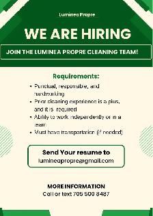 Hiring cleaners ASAP -weekly pay - Flexible shifts