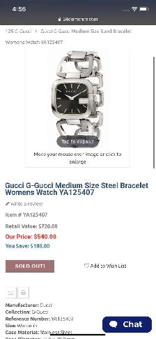 Ladies GUCCI Swiss Quartz Watch YA125407. $300