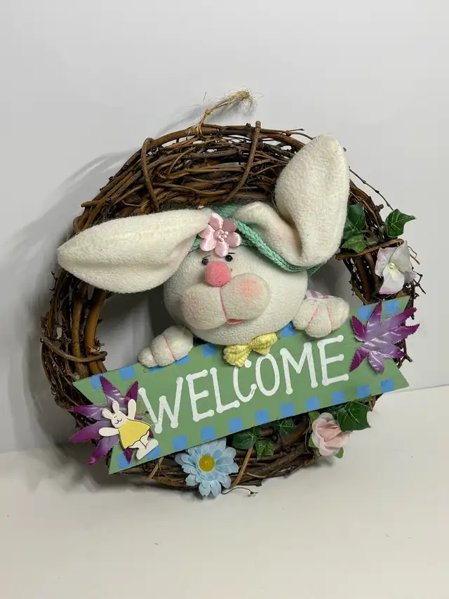 Easter Bunny Welcome Wreath | Spring Door Decor
