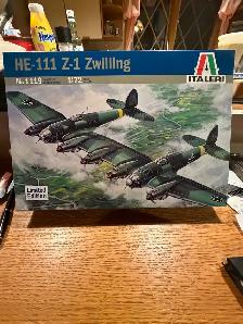 Vintage  Italeri  Plastic Model Plane Kit HE-111 Z1  Zwilling