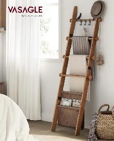 5-Tier Wooden Blanket Ladder with Hooks - Photo 2