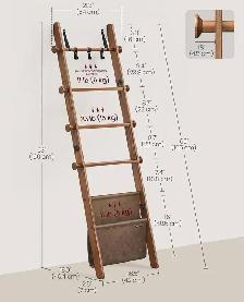 5-Tier Wooden Blanket Ladder with Hooks - Photo 3