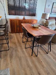 Acacia Wood Dining Table and Chairs with Matching Counter Stools