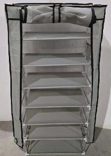 7-Tier Grey Shoe Rack with cover, Light & Easy to Install, BNIB