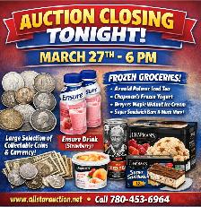 EDMONTON:  Timed Online Weekly Consignment Auction - Mar 27@6 pm