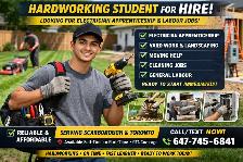 Yard Work, Moving, Cleaning Electrician Apprentice – Ready Now