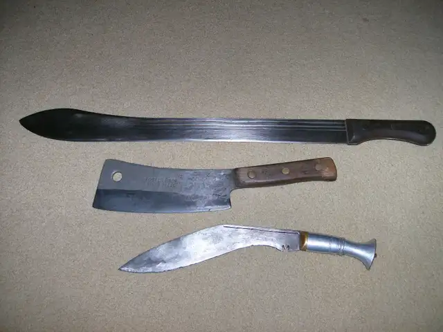 Vintage machete, cleaver, kukri, asking $80 for all 3.