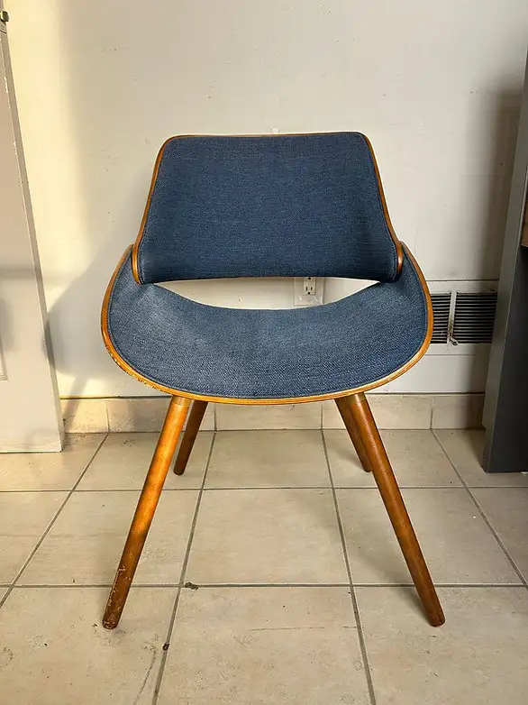 Fabrizzi Chair – Walnut Wood & Grey Fabric – $100 Each!