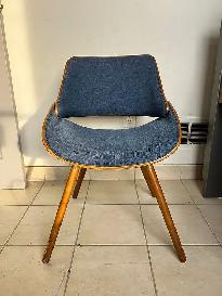 Fabrizzi Chair – Walnut Wood & Grey Fabric – $100 Each!
