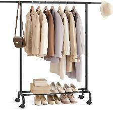 SONGMICS Extendable Garment Rack with Wheels